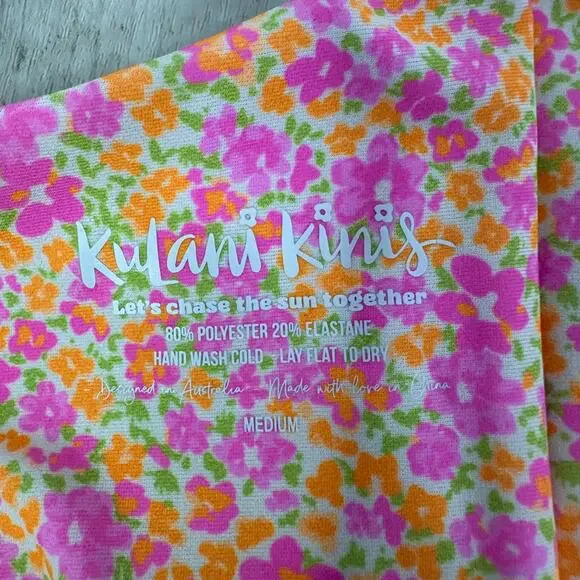 Kulani Kinis Champagne Aura Bikini Swimsuit Bandeau Top Ruched Thong Bottom - Picture 4 of 5